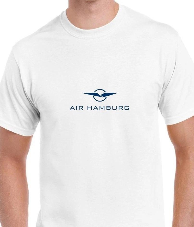 Air Hamburg Blue Retro Logo German Airline Geek White Cotton T-Shirt 3XL