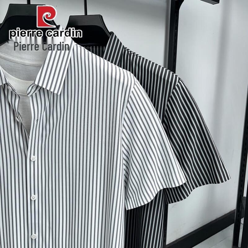 Pierre Cardin Men's Striped Ice Silk Short Sleeve Shirt