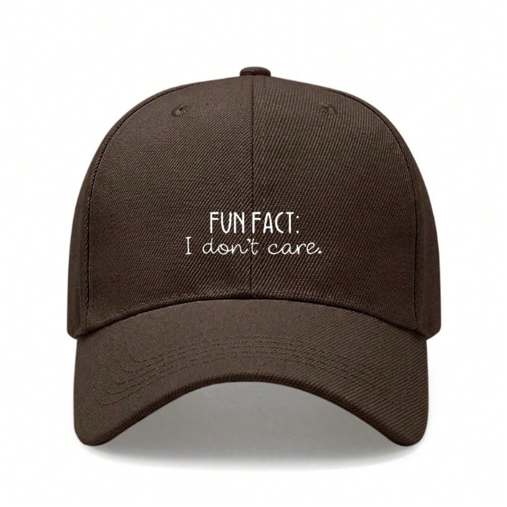 [Casual Baseball Cap] Beige "FUN FACT: I Don't Care." Print Baseball Hat, Adjustable Breathable Lightweight Curved Brim, Daily Wear Sun Dad Hat