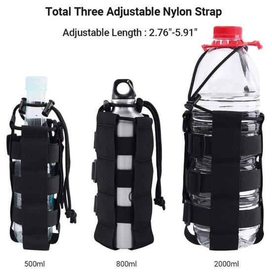 Tactical Water Bottle Pouch with Adjustable Drawstring Waterproof Wear Resistant Water Bottle Holder Carrier Bag