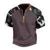 Men's Summer Camouflage Color Casual T-shirt Sports Breathable Zipper Collar Top