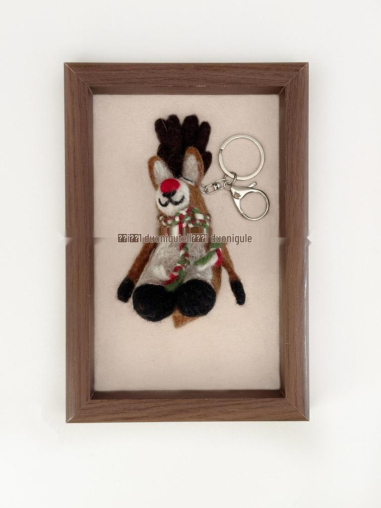 Nepal Handmade Wool Felt Lazy Reindeer Pendant Keychain Ornament Gift