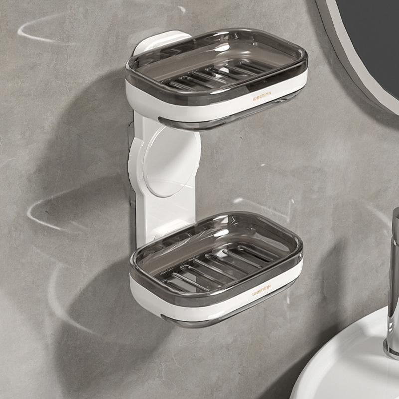 

1шт пластиковая двухслойная мыльница с клеем, не оставляющим следов - вертикальный и горизонтальный монтаж, компактная настенная конструкция