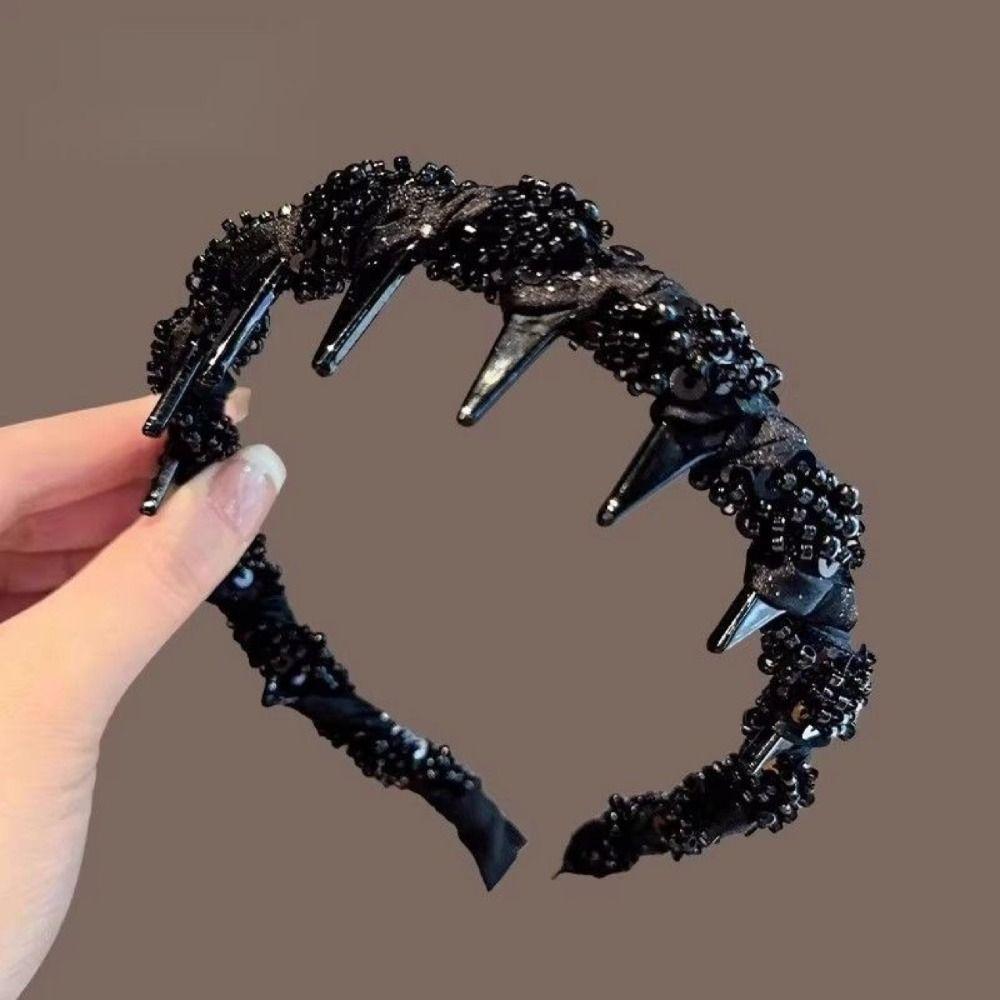 Toothed Wave Headband with Beaded Korean Style Non-slip Hair Hoop  Female Hair Accessories
