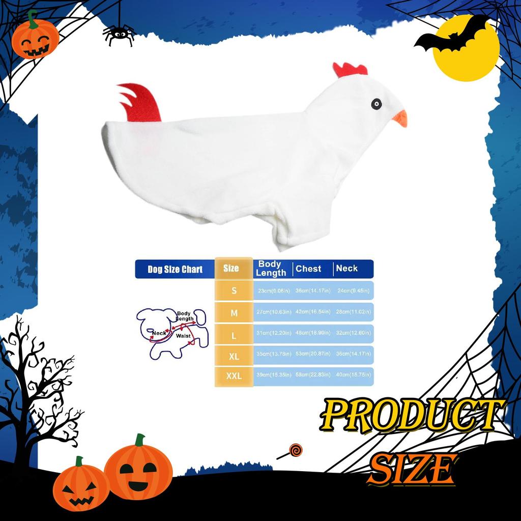 Dog Chicken Costume Halloween Animal Clothes Party Funny Realistic, Cute Lightweight Dress up Dog Clothes Small Medium Large Dog