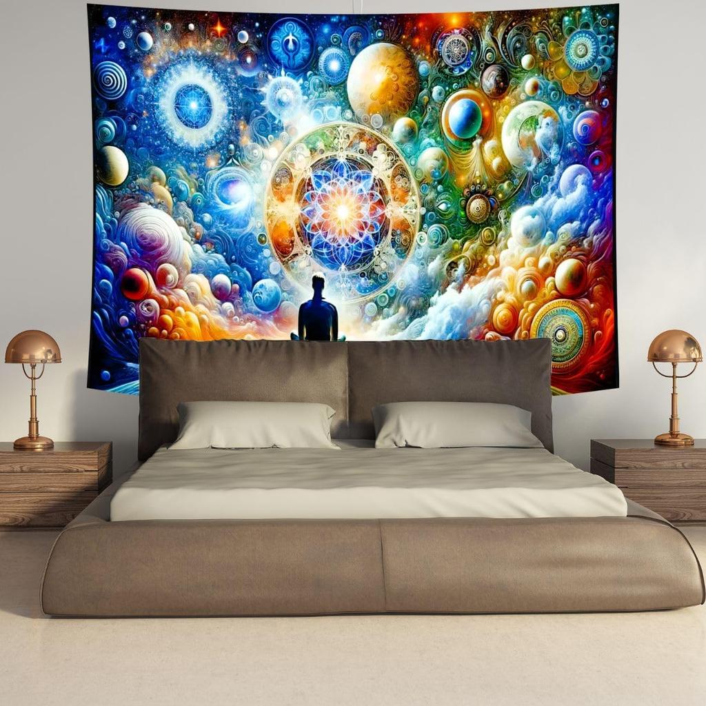 Delur Time Travel Tapestry Galaxy Meditation Universe Starry Sky Wall Hanging Tapestry Milky Way Outer Space Abstract Psychedeli