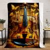 A Violin Blending Golden Castles, Butterflies, and Elegant Dancers' Motifs. for All Seasons Blanket Lunch Break Throw Gift