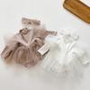 Spring Korean Baby Girl Long Sleeve Romper With Puff Sleeves Princess Dress Onesie For Infants