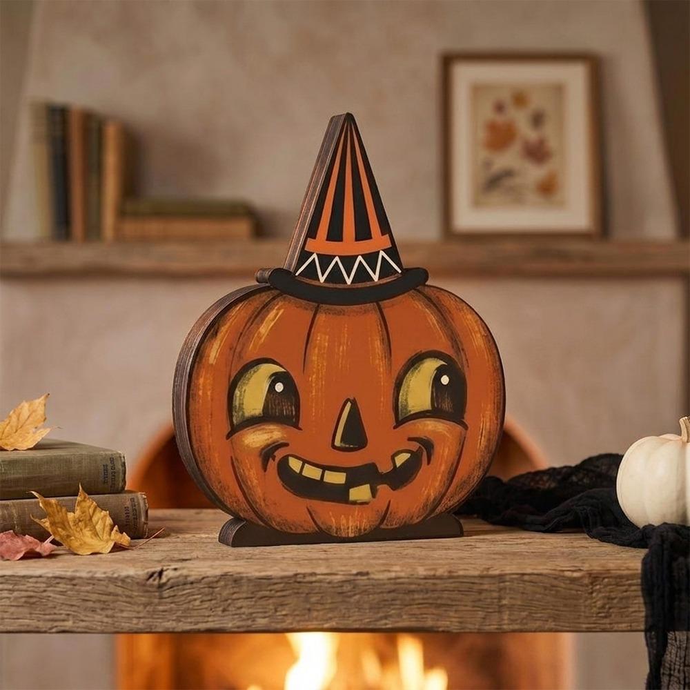 Double Sided Pattern Ghost Pumpkin Owl Ornaments Cartoon Halloween Tiered Tray Decor  Indoor Decor Style E