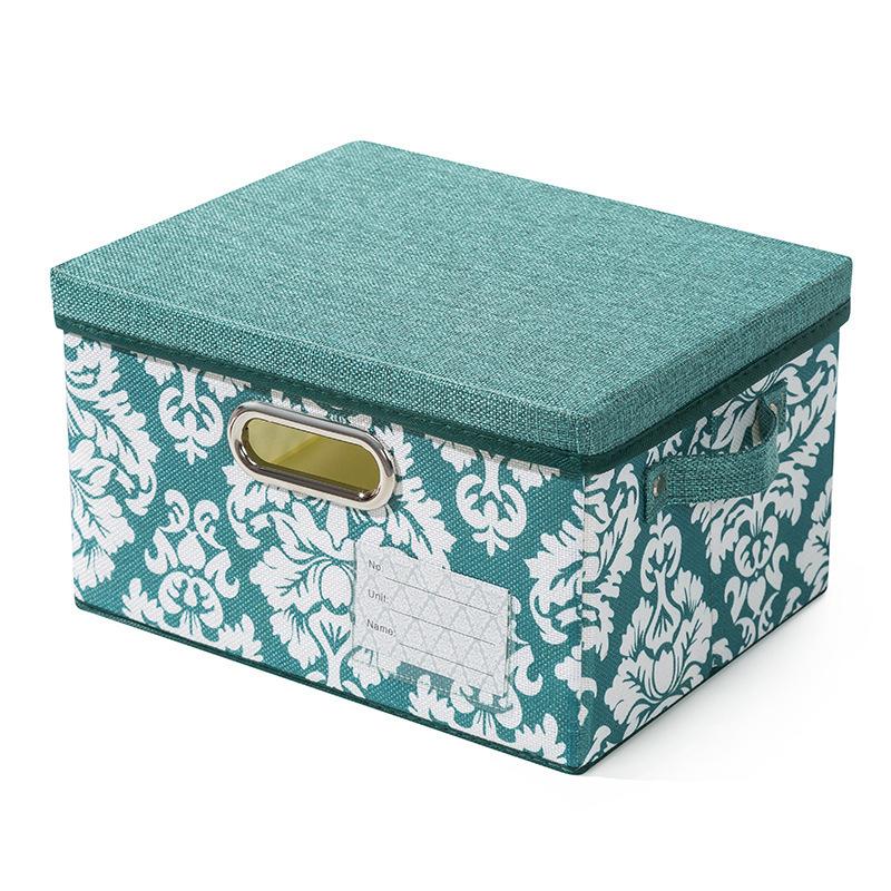 European Style Clothing Storage Sundries Organizer Printed Boxes with Lid Foldable Closet Bins for Clothes Toys Desktop Sundries