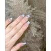 HANDMADE Artificial Nail French Cat's Eye Diamond Necklace Phototherapy Nails Fake Nails Reusable and Removable Nails