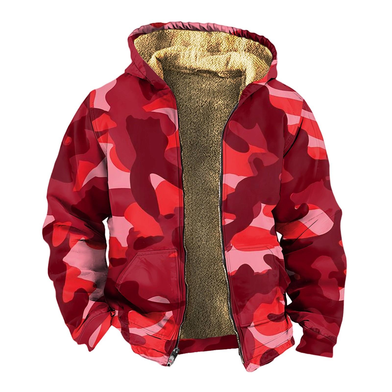 

Мужская утолщенная куртка на пуговицах с двойным карманом и карманной вставкой, хлопковая куртка XL красный