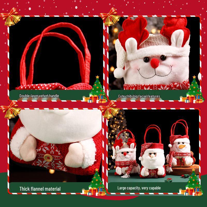 Gestrickter Cartoon Weihnachtsmann Geschenksack für Heiligabend und Süßigkeiten