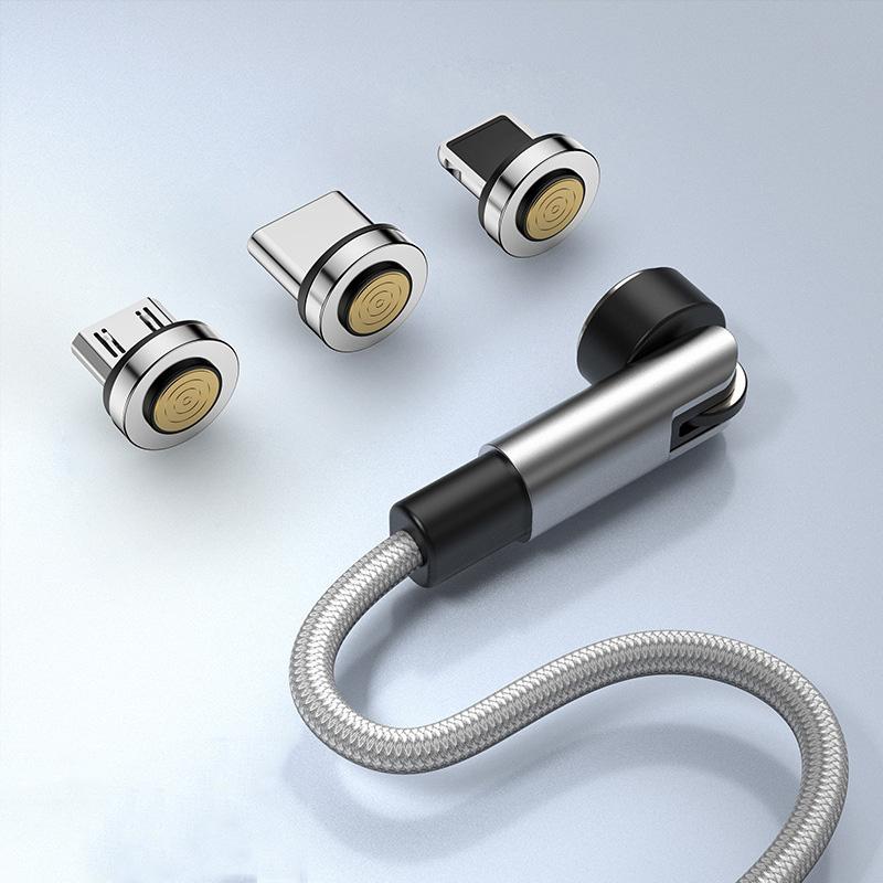 Magnetic Charging Cable 540-Degree Rotating Magnetic Phone Charger Cable 90/180-Degree Angle Connector Nylon-Braided Cords
