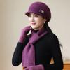 Old Lady Rabbit Fur Warm Knitted Hat Female Mother Plus Fleece Basin Hat Grandma Wind and Cold Scarf Glove Hat