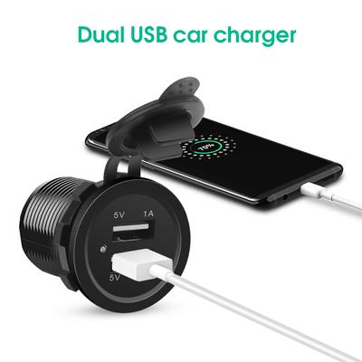 5V 3.1A 12V Dual USB Car Charger with Panel Waterproof Power Adapter Socket Outlet for Vehicle Boat Truck Motorcycle