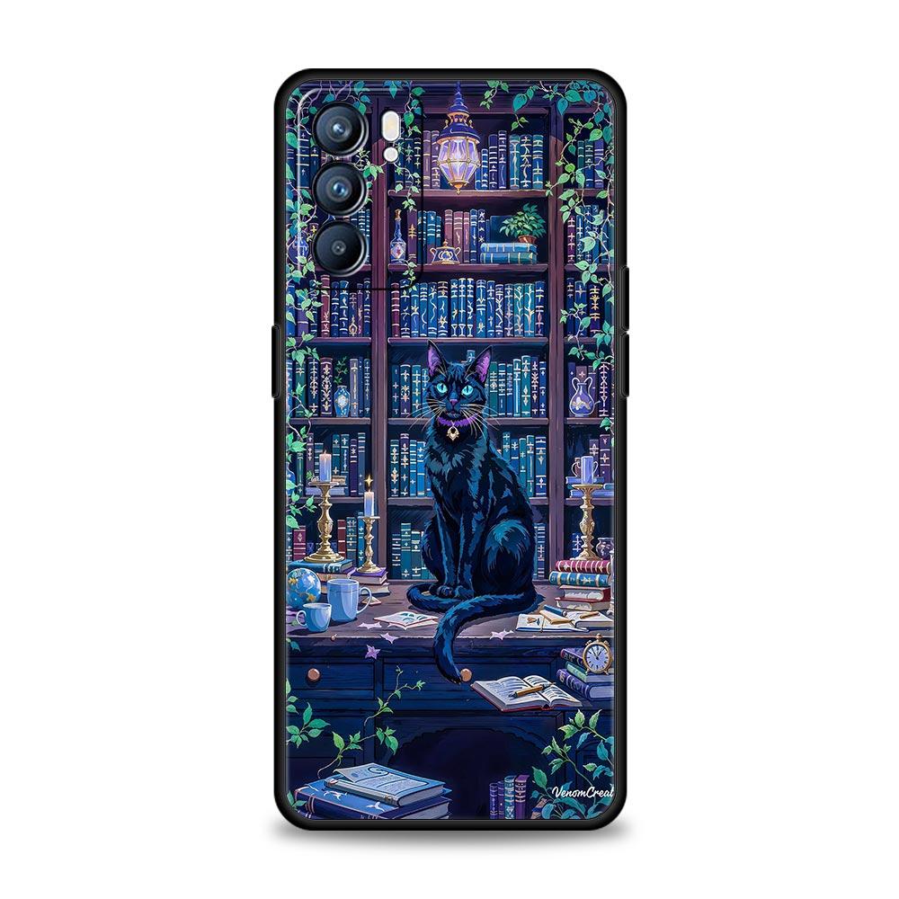 Handyhülle für Oppo A17 A31 A54 A57 A78 A79 Find X5 X6 Reno 7 8 10 11 12 13 F Pro Weiches TPU Niedliches Schmetterling Katze Bücherregal Design