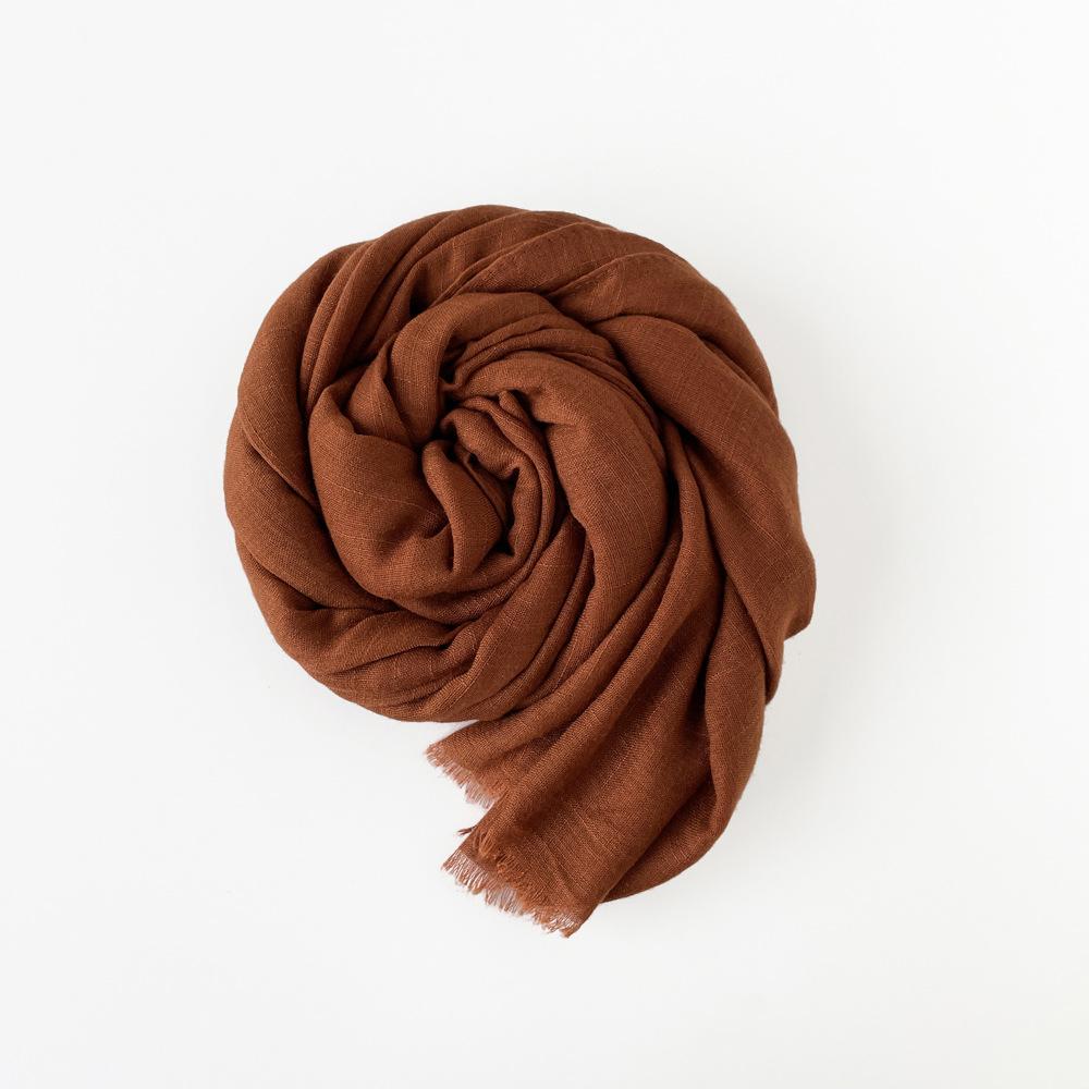 Middle East Malay monochrome slub cotton scarf women's camel shawl bag head short beard tassel Muslim headscarf
