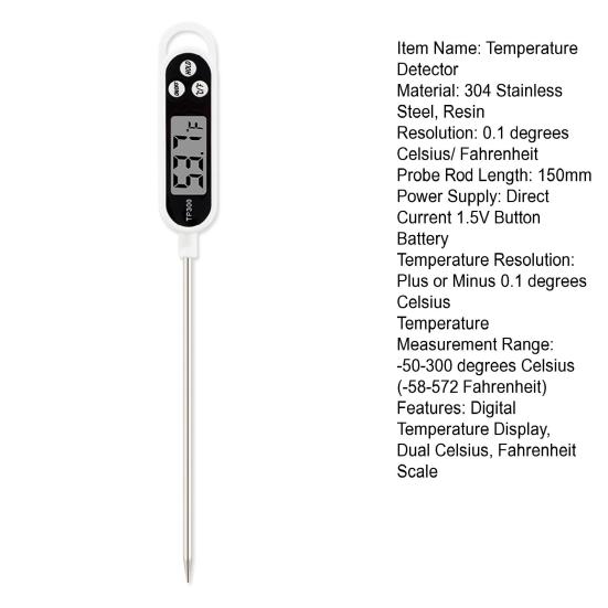 Temperature Detector 304 Stainless Steel Probe Fast Accurate Food Thermometer Digital Display Dual Celsius