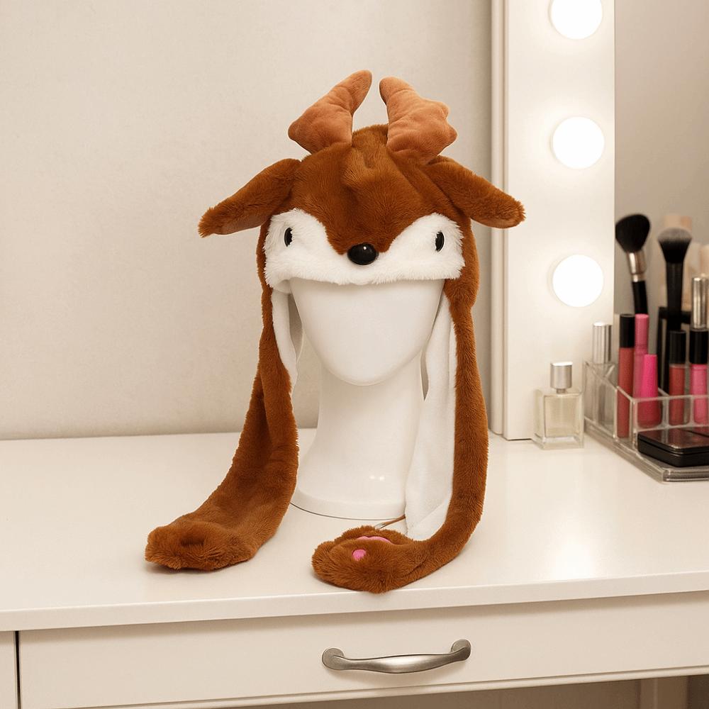 Cartoon Santa Reindeer Party Headdress Jumping Up Ears Ear Moving Hat Cute Plush Hats Aldult