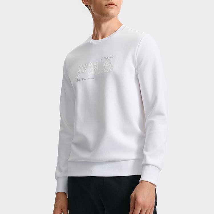 Fila Classic Versatile Minimalist Soft Comfortable Long Sleeve Knitted Printed Pullover Sweatshirt Men Sweatshirt White F11M533201FWT