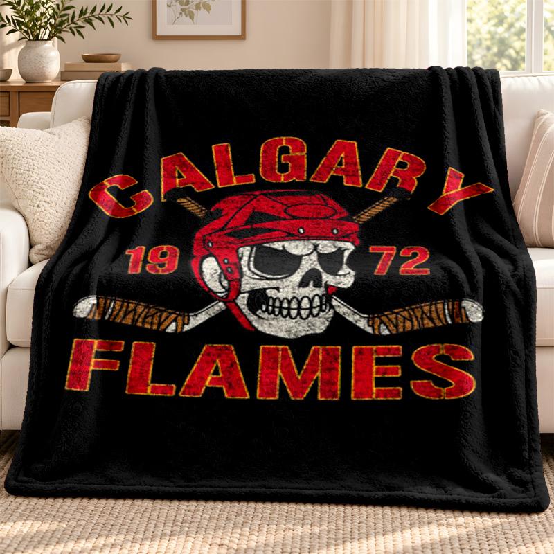 Calgary Flames Blanket Flannel Blanket Soft Cozy Plush Throw for Sofa Bed Lightweight Home Decoration Outdoor Camping