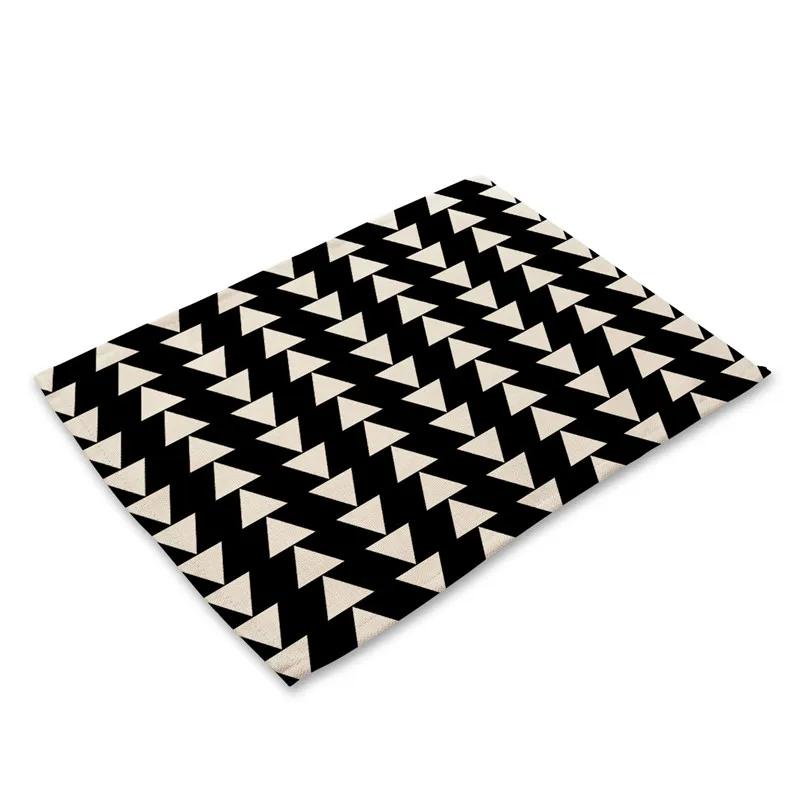Geometric Striped Printed Linen Placemat Fruit Bowl Meal Plate Mat for Home Party Dining Tables Wedding Kitchen Banquets Decor
