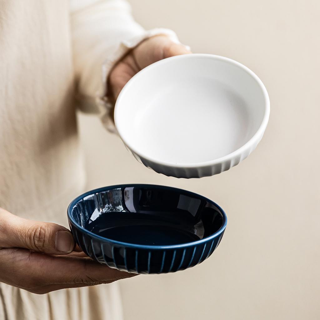 Solid Color Vertical Taste Plate Household Ceramic Plate Tableware Round Seasoning Plate Hot Pot Dipping Plate