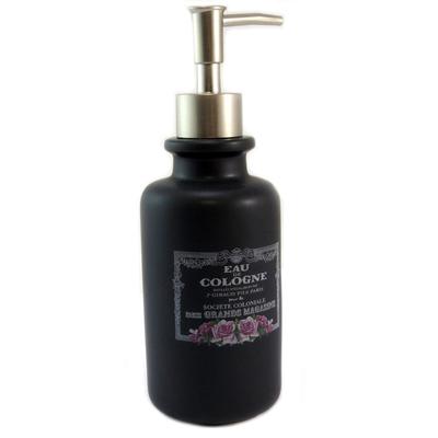 [P5327] - Ceramic Soap Dispenser 'Eau De Cologne' Black (retro) - 21x7 Cm