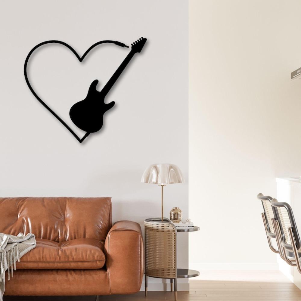 Handmade Metal Guitar Wall Art Sculpture for Music Room, Home Decor, Gift for Rock Music Lovers
