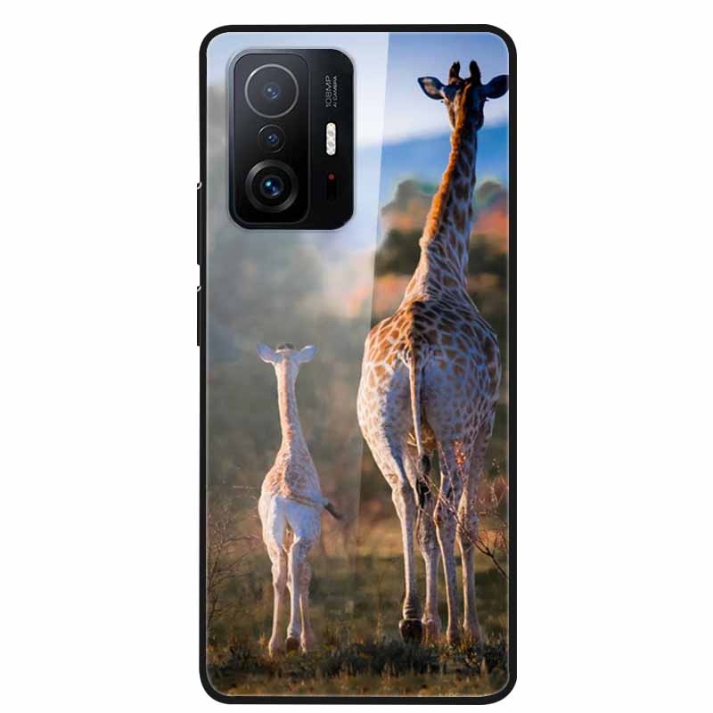 Case For Xiaomi 11T Pro Glass Hard Tempered Glass PC Phone Cover For Xiaomi Mi 11T 11 T Pro Shockproof Landscape Cute Capa Coque