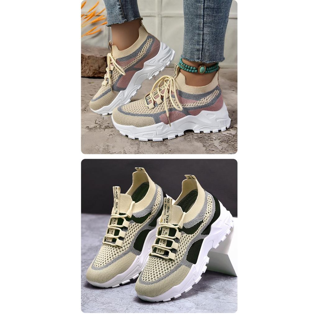 Ladies' Casual Sports Shoes, Oversized Lightweight Soft Soled Sports and Leisure Shoes, Comfortable Non Slip Walking Shoes, Lace Up Running Shoes