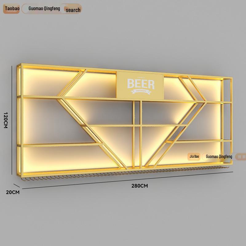 Industrial Wall-Mounted Wrought Iron Wine Rack for Bars & Restaurants - Creative Multifunctional Display Cabinet