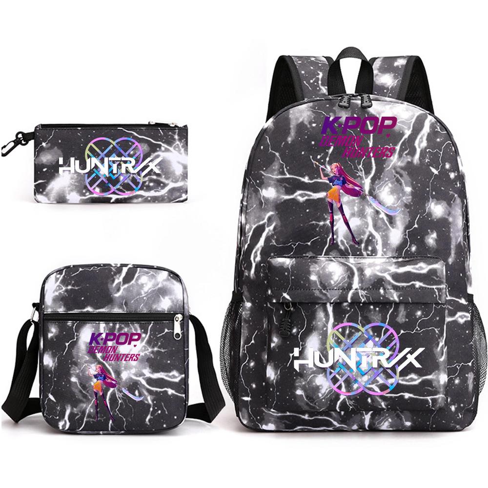3Pcs/set Cute Cartoon Printed Backpack with Shoulder Bag Pencil Case for Teenager Student Boy Girl School Bag Large Capacity Bookbag Kid Gift