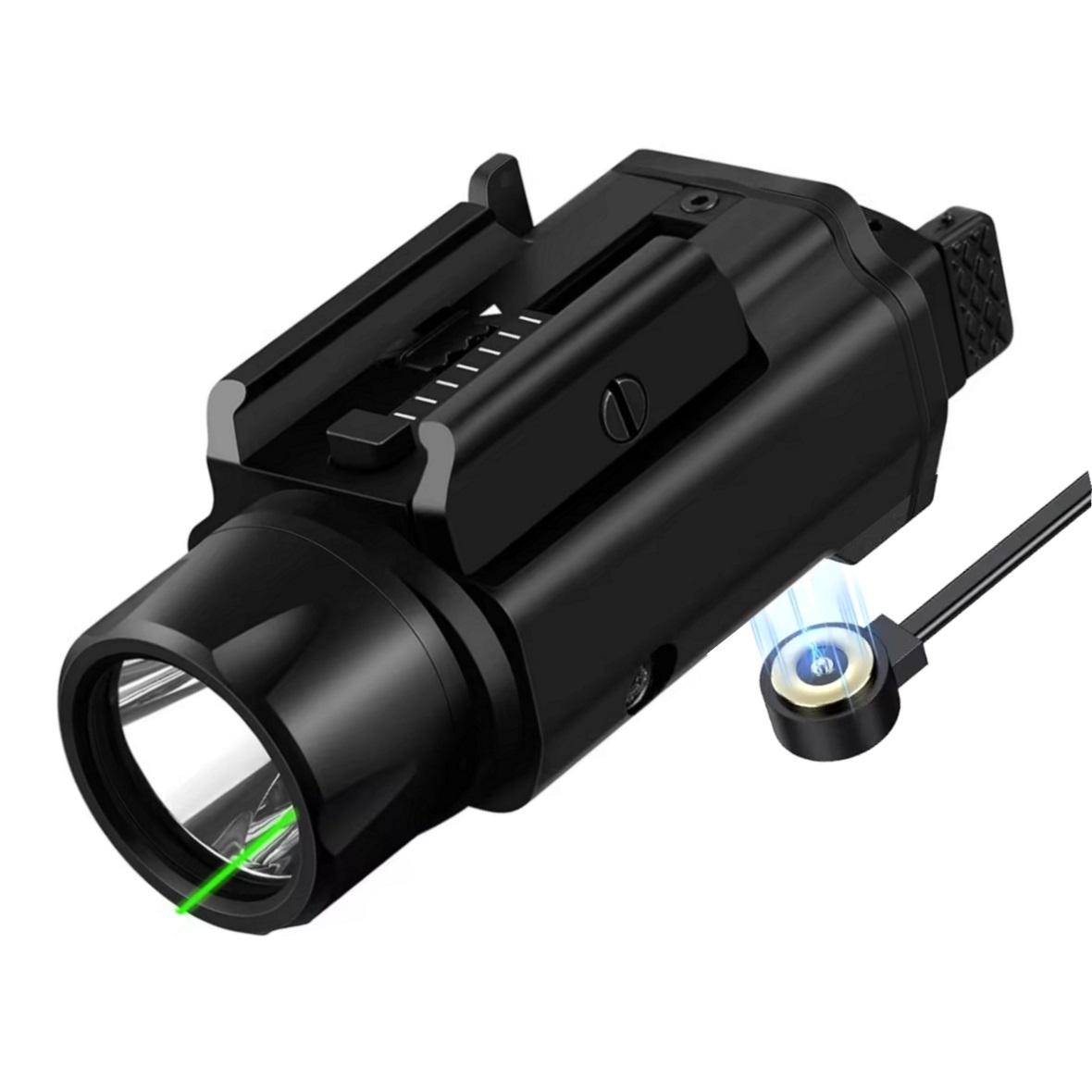 

Richfire Tactical Flashlight Green Beam and White LED Combo 1500LM with Magnetic Charging Weaponlight for 20mm Rail Mounted чорний