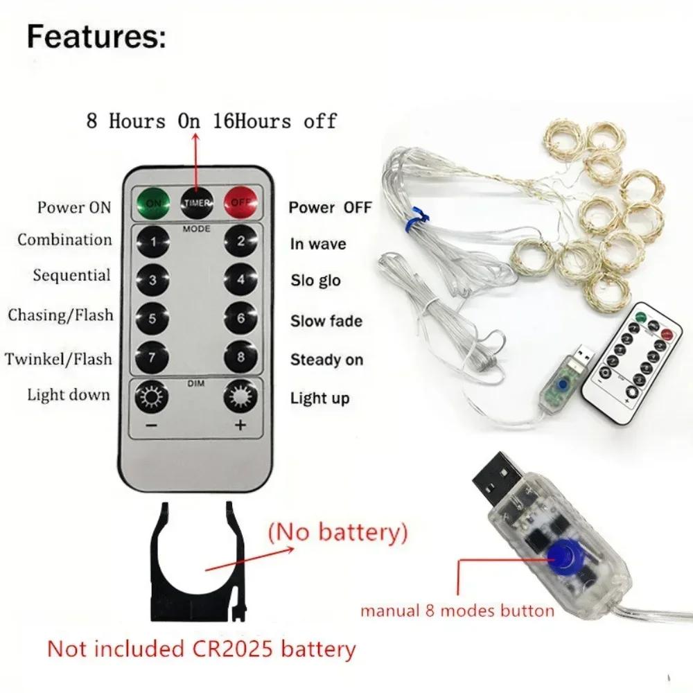 3M New Year's Garland LED Curtain String Lights Fairy Decoration USB Holiday Garland Lamp 8 Mode For Home Garden Christmas Party