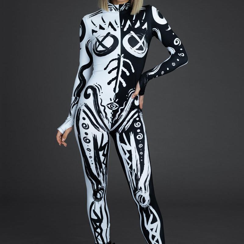 Unisex Cyberpunk 3D Digital Print Halloween Party Role-Playing Outfit for Women and Men Cosplay Costume Carnival Jumpsuit