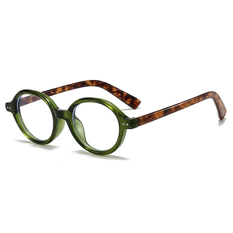 Retro Oval Frame Glasses: Anti-Blue Light, Plain Lenses