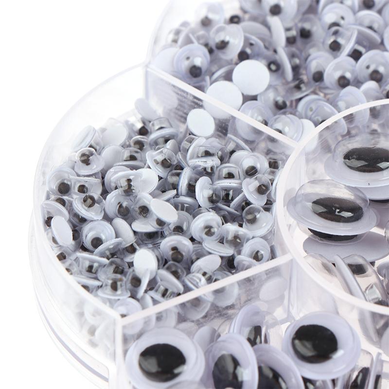 700 Stück Gemischt 4/5/6/7/8/10/12mm Selbstklebende Wackelaugen Für Spielzeug Puppen Googly Wackelaugen DIY Scrapbook Zubehör