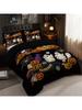 Comforter 3Pcs Halloween Bedding Set Evil Pumpkin Ghost Cat Design & S Included Perfect Holiday Decor Gift
