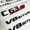 3D Schwarze C63S Logo Buchstaben V8 BITURBO Plakette Auto Heck Stern Aufkleber Kofferraum AMG Emblem Für Mercedes Benz AMG W205 C205 Zubehör