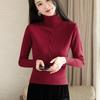 Women's Turtleneck Sweater Autumn Winter Short Solid Color Elastic Knitted Top Slim Fit Pullover Knitted Sweater.