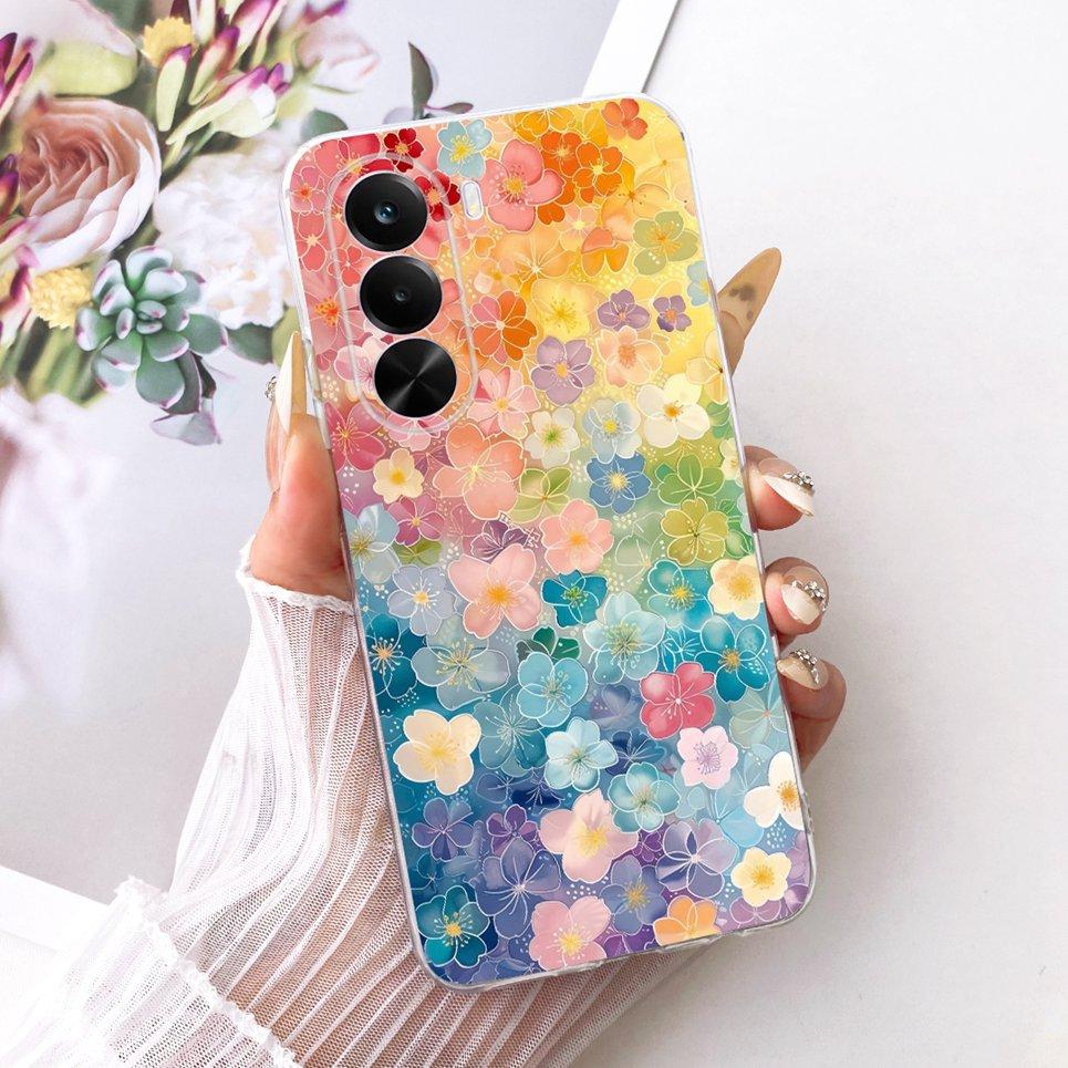 New Fashion Luxury Flower Butterfly Girly Painting Phone Case For Realme P4X RMX5108 Casing Soft Silicone Clear Back Cover