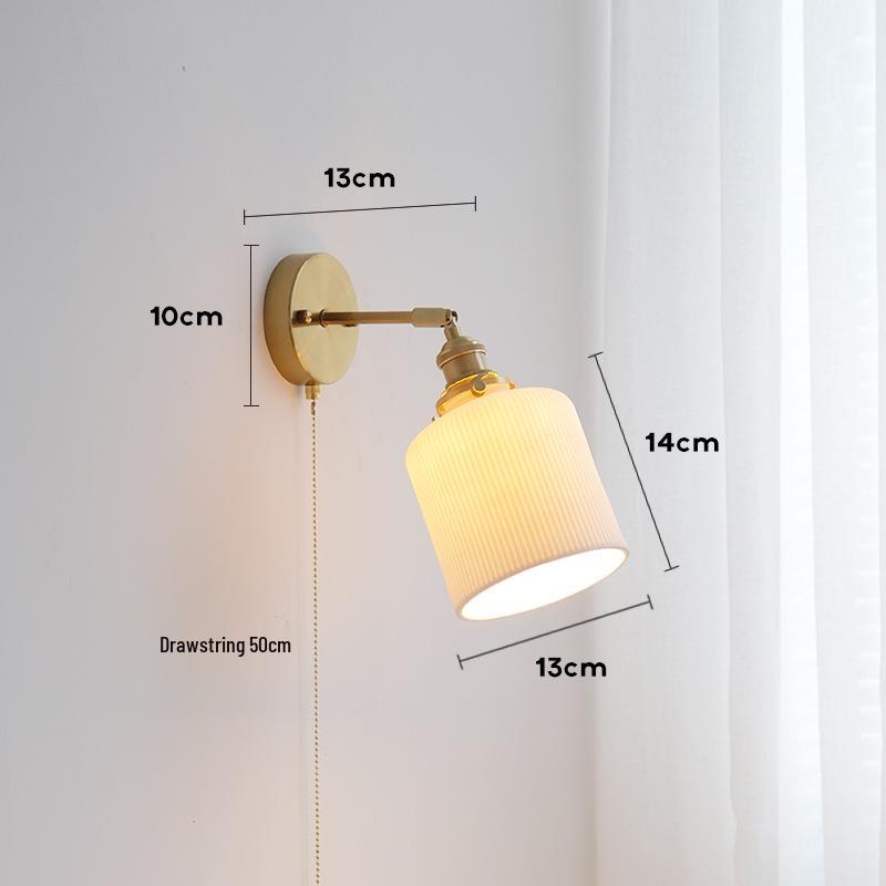 Nordic Minimalist Copper Rotatable Wall Lamp for Bedroom and Living Room