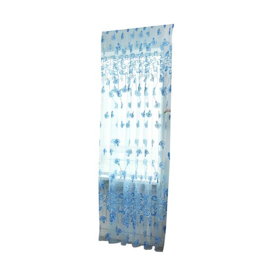1Pc Morning Glory Polyester Translucent Window Curtain Tulle Drape Home Decor