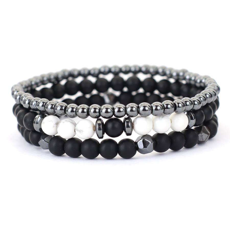 Novel 3Pcs Men Bracelet Set Hematite Healing Braslet Natural Tiger Eyes Lava Stone Beaded Cross Braclet Perfect Gift For Him