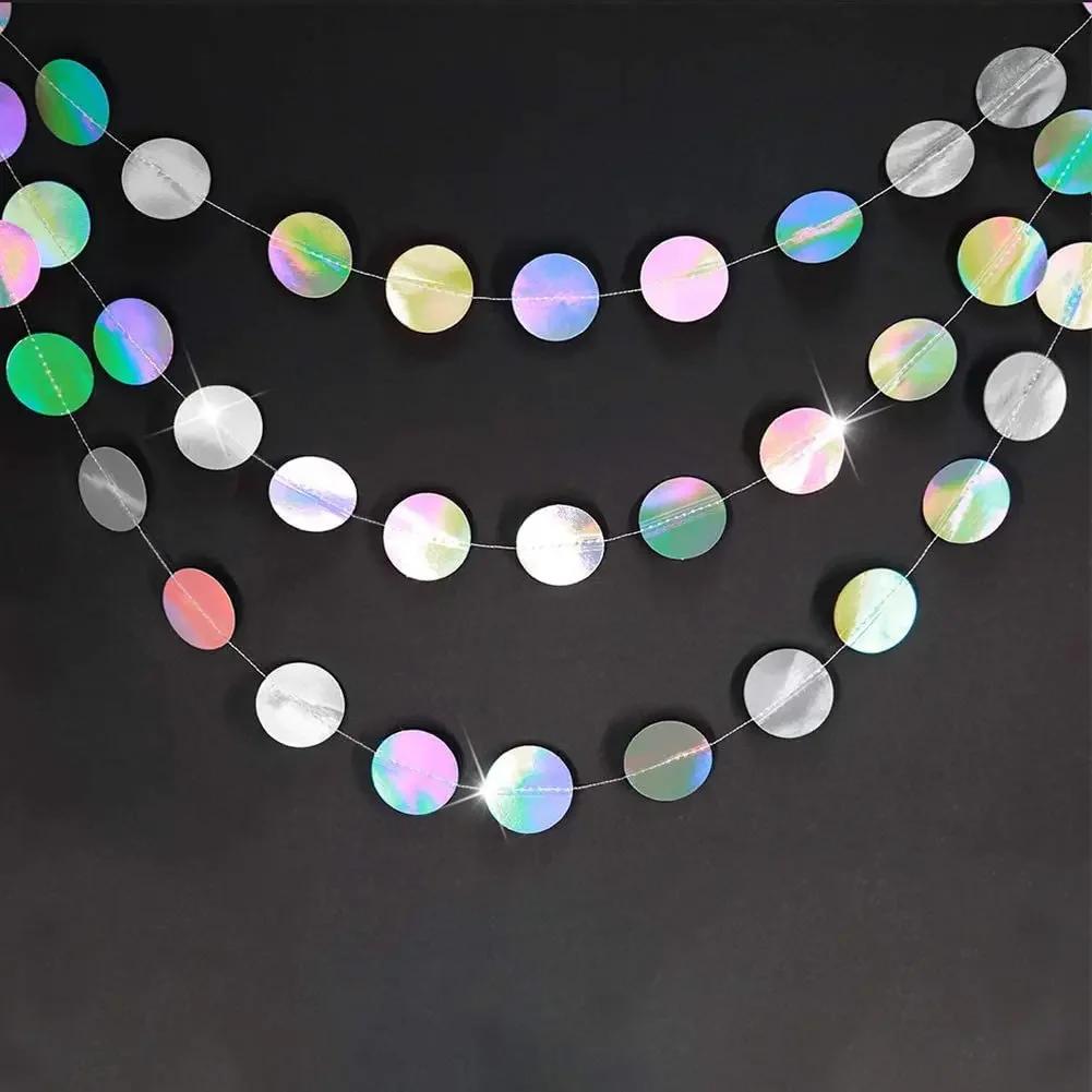 3/4M Silver Iridescent Paper Banner Frozen Party Supplies Birthday Decoration Adult Kids Boy Girl Gender Reveal Wedding Decor