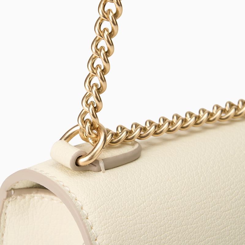 Calvin Klein Casual Minimalist Metal Buckle Chain Crossbody Commuter Bag Women Shoulder Bag White Gold DH2806-RYW