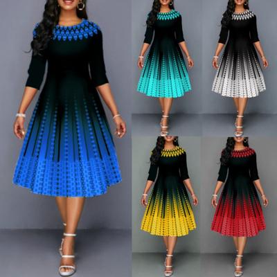 Women's Fashion Spring Autumn 1/2 Sleeves O-Neck Middle Waistline Casual Dresses