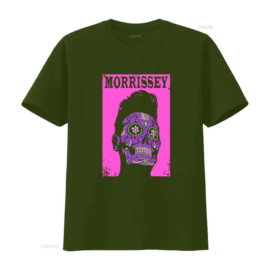 Morrissey Day Of The Dead Purple Floral Skull Design T Shirt New Official vintage Washed Stretched Soft Slightly